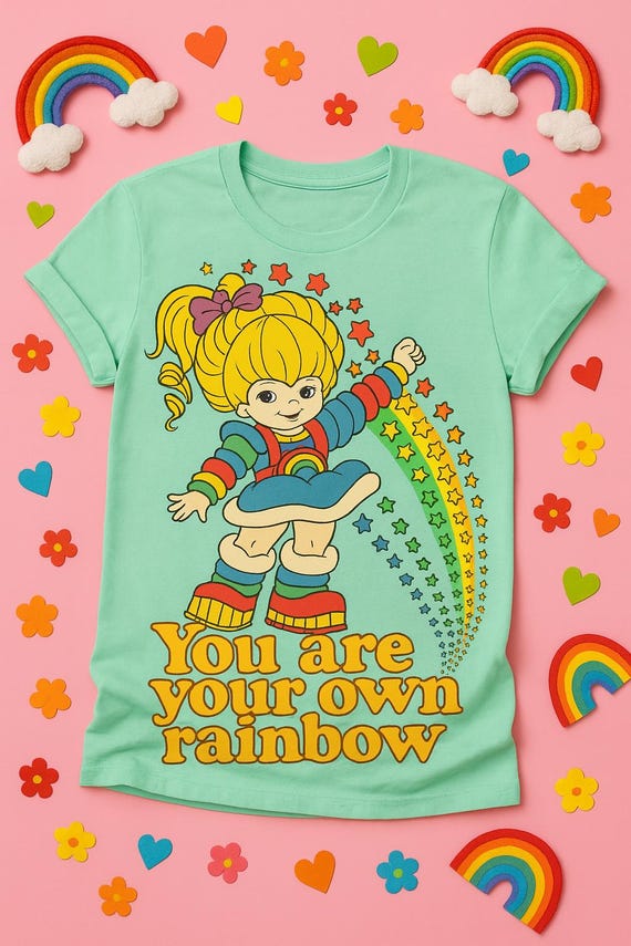 Retro 80s Cartoon Rainbow Tee: Gildan Softstyle Graphic Shirt