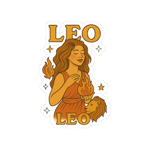 Leo Zodiac Kiss Cut Stickers  Astrology Decor, Horoscope Gifts, Leo Sign Merchandise  Unique Leo Art Trendy Vinyl Stickers