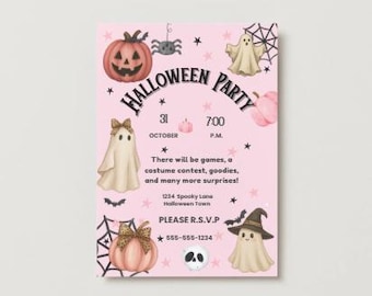 Last-Minute Halloween Party Kit — Editable Invite + Printable Banner & Cupcake Toppers — Instant Download