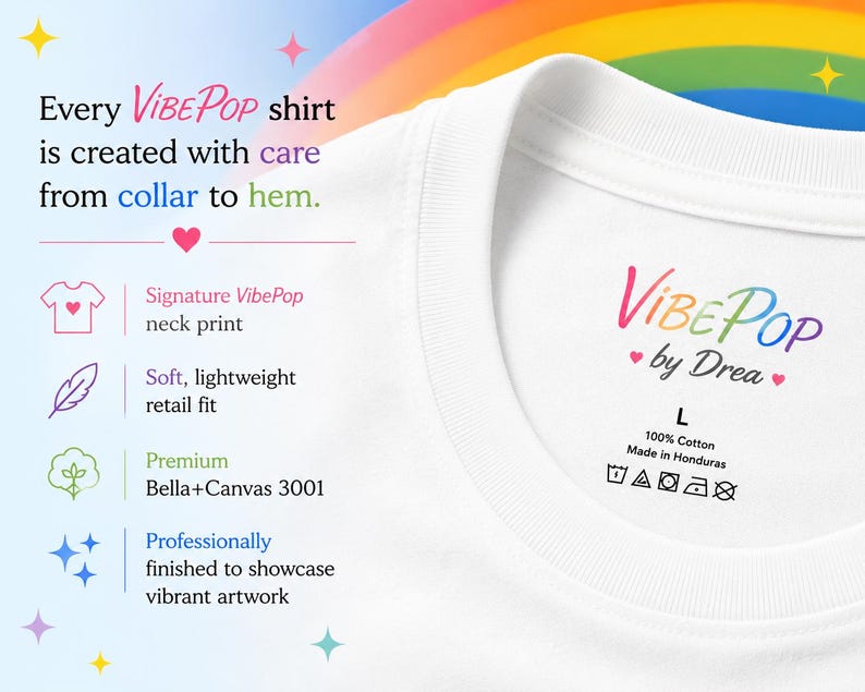 Retro Rainbow Girl Graphic Shirt | 80s Cartoon Style, Bella+Canvas Softshirt image 6