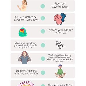 ADHD Evening Routine Chart for Kids – Visual Schedule Printable for Neurodivergent Tweens, Instant Download