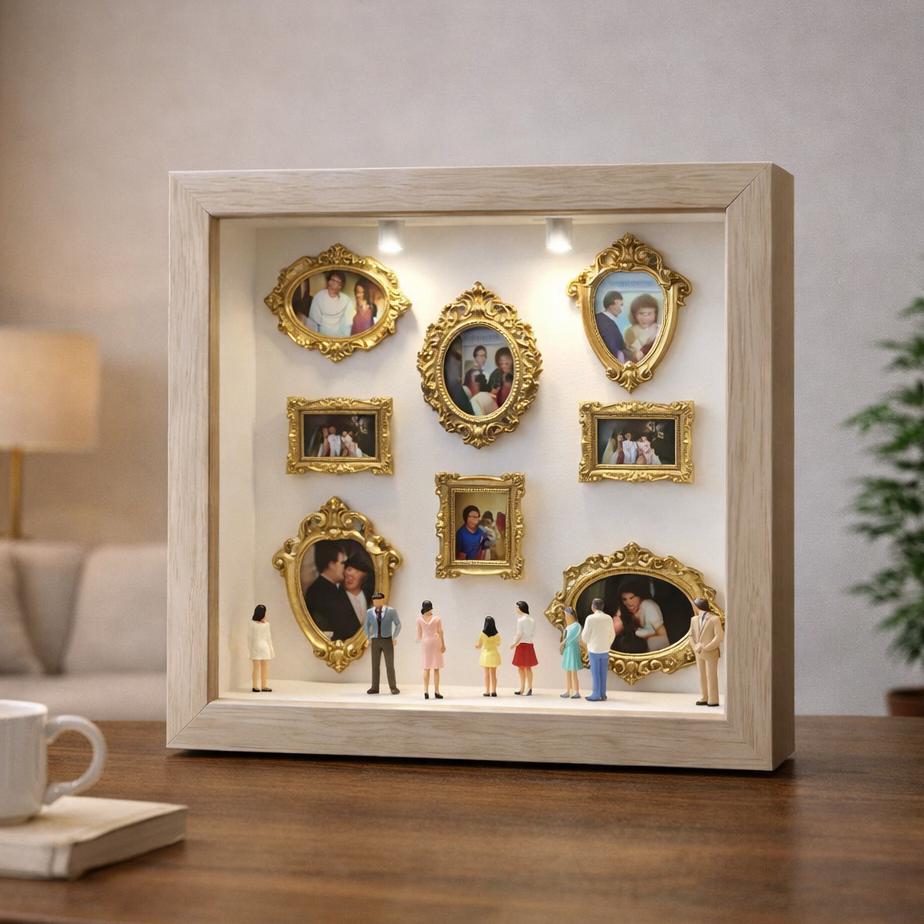 Bambole Casa Dorato Vuoto Cuore Immagine Cornice