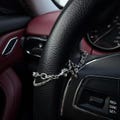 Silver Steering Wheel Chain with Black Cross Charm | Religious Car Accessory | Gothic Auto Decor | Unique Gift for Him or Her product logo