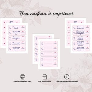 Bons cadeaux à imprimer – Fête des Mères – Pack PDF à télécharger – Cadeaux à offrir maman – Coupon d’amour – Fichier numérique