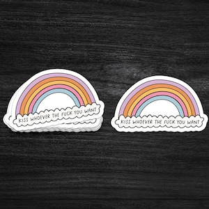 Kiss whoever the fuck you want Aufkleber, Happy PRIDE Aufkleber, lustiger Pride Month, LGBTQ Geschenk, Gay Pride, Pride Ally, LGBT, Laptop, Telefon