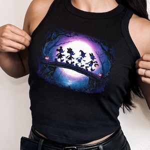 Mickey & Friends Spooky Cropped Tank Top, Mickey Minnie Skeleton Donald Daisy, Disney Halloween, Not So Scary Tee, Disney Friends Tank