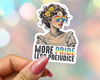 More Pride Less Prejudice Sticker: LGBTQ Ally Laptop Decal