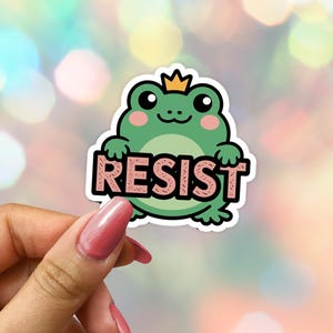 RESIST Frog Sticker: Protest & Resistance Sticker, Laptop Decal