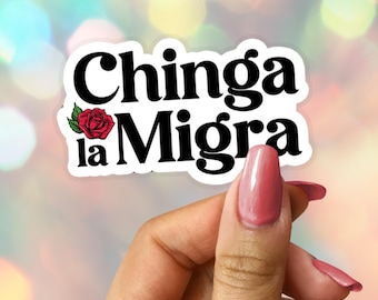 Chinga La Migra Aufkleber: Rosendesign, Immigrierte Gerechtigkeit, Laptop Aufkleber