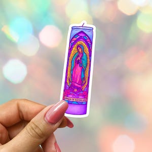 Adesivo de vela da Virgem de Guadalupe: Decalque de vinil mexicano
