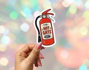 Firefighter Pride Sticker: Fun Hot Gays Only LGBTQ Ally Laptop Decal
