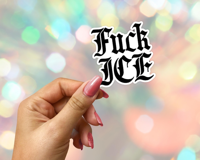 Fuck ICE Sticker: Old English Design - Immigrant Justice, Laptop Decal image 1