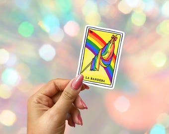 La Bandera Pride Sticker: Mexican Culture Loteria Rainbow Flag LGBTQ+ Ally Laptop Decal