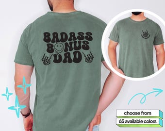 Badass Bonus Dad T-Shirt: Retro Skeleton Graphic, Stepdad Gift Tee