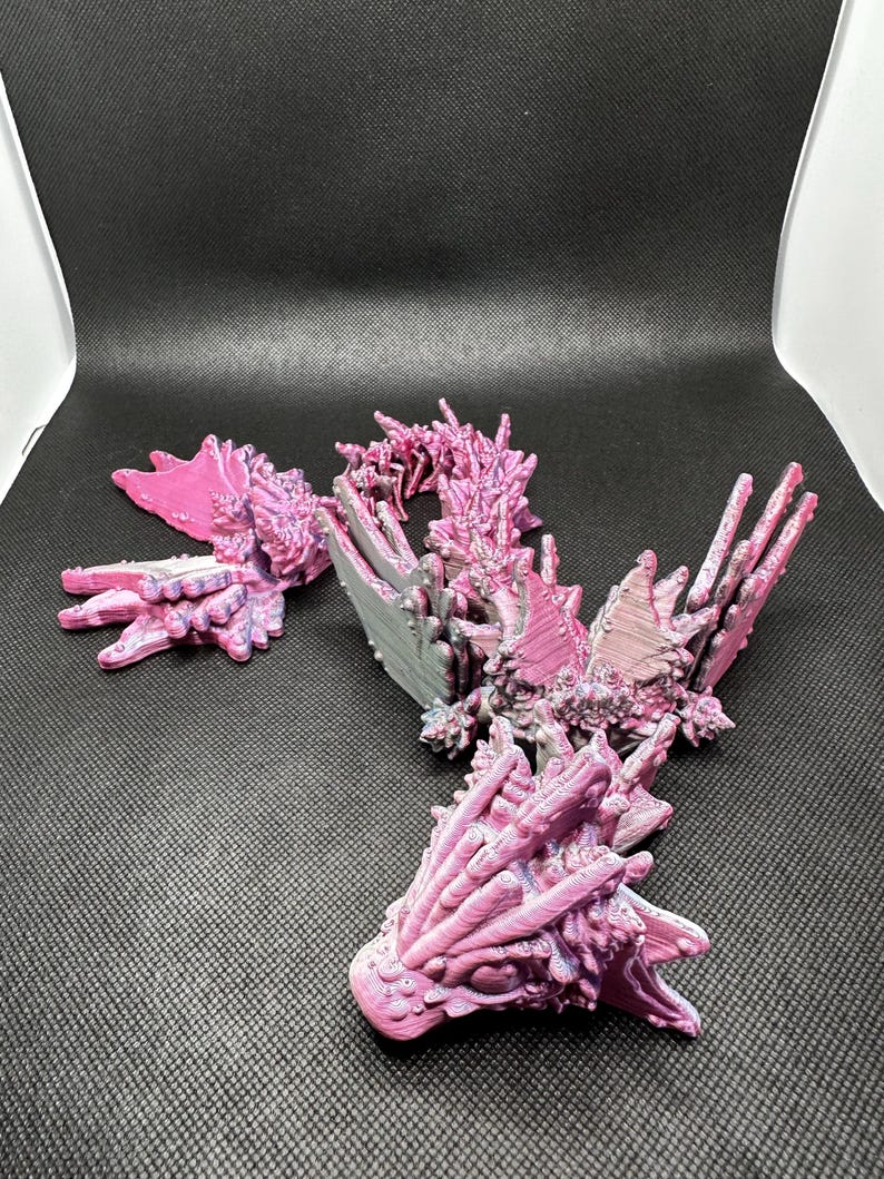 3D Printed Sea Serpent Articulating Dragon – Poseable Blue-to-purple ...