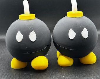 Figuras Bob-Omb – Decoração Nintendo impressa em 3D, presente para gamers (conjunto de 2)