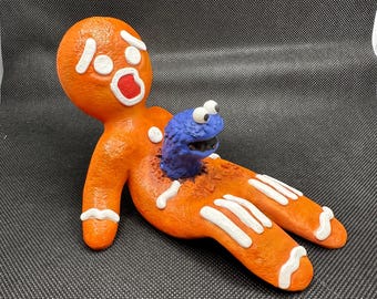 Engraçado boneco de gengibre em forma de Monstro das Bolachas – Decoração de Natal impressa em 3D e pintada à mão