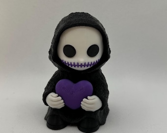 Grim Reaper Figurine Holding Heart | Gothic Desk Decor, 3D Printed Collectible