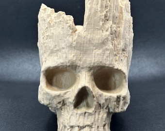 Vaso em forma de crânio impresso em 3D em madeira – Decoração gótica para casa