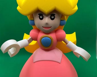Figura impressa em 3D da Princesa Peach | Item colecionável de videogame para decoração