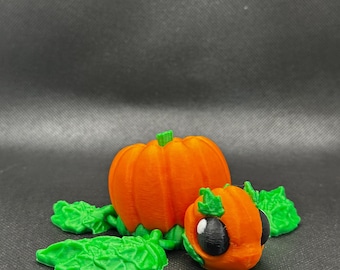 Tartaruga Abóbora Articulada – Estatueta de Halloween Impressa em 3D, Tartaruga Colecionável Articulada, Decoração de Outono