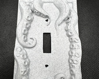 Interruptor de luz em forma de tentáculo – Filamento de mármore impresso em 3D, decoração de parede oceânica exclusiva, arte de monstro.