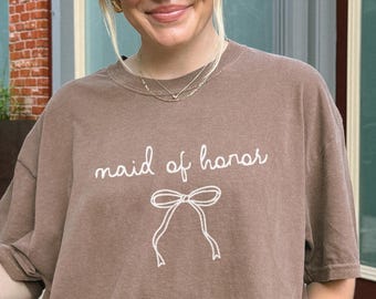 Comfort Colors® Maid Of Honor Shirt, Maid of Honor Gift, MOH Proposal Tshirt Maid of honor gift from bride, Bridesmaid gift Bow Bridal Party