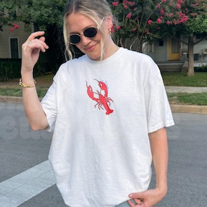 Komfortfarben Hummer T-Shirt: Französisches Küstennautik-T-Shirt