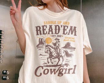 Comfort Colors® Bookish Cowgirl Shirt, Cowboy Romance Reader Club Western Book Lover Shirt, Country Bookish Tee Gift For Her, Girl Reader