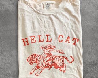 Comfort Colors® Vintage Cowgirl Hell Cat T-Shirt, Retro Cowgirl Western Shirt, Tiger Shirt, Funny Trendy Shirt, Gift for Her or Him