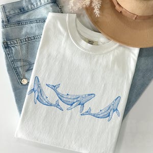 Cute Minimalist Aesthetic Whale Two Sided Comfort Colors® Shirt 90s Orca Whale Shirt Retro Ocean Conservation Environmental Shirt Summer Tee