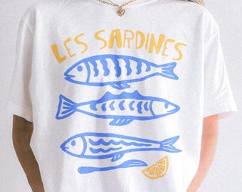 Les Sardines Fisherman T-shirt, Seafood Lover Hoodie, Sardine Tinned Fish, Fishing Shirt, Ocean Life Sweatshirt, Marine Theme Clothing