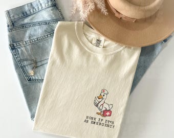 Comfort Colors® ER Nurse Silly Goose Shirt, Honk if It's An Emergency, ER Nurse Shirt, Nurse Silly Goose Tee, Emergency Department Shirt