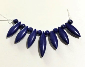 Magnesite Lapis Blue Colored Pendant Focal Bead Set Bead Kits