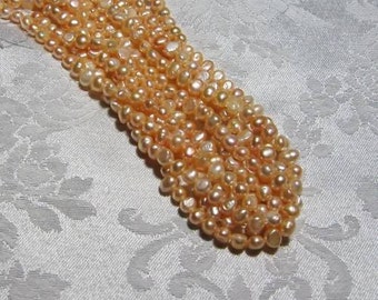 Freshwater Peach Potato Pearls Full Strand 14.5"