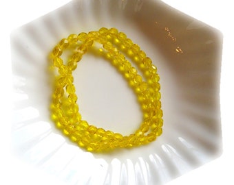 Czech Faceted Round 6mm Beads Yellow 1 - 15" Strand