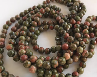 Unakite Round Beads Necklaces Jewelry Design Full Strand 16" 8mm