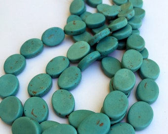 Teal Green Magnesite 18x14mm Oval Beads Full Strand 15"