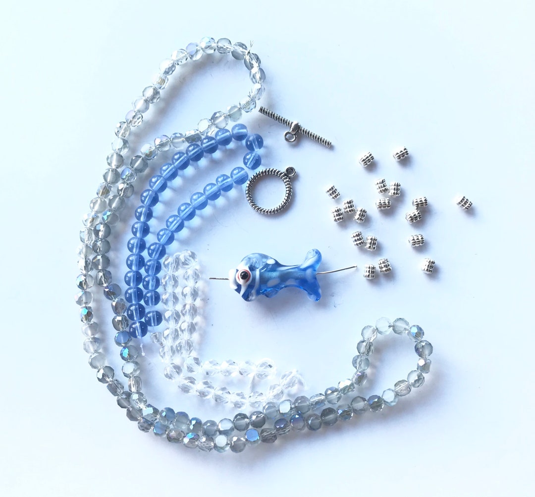 Bead Kit Blue Glass Fish DIY Bead Kit Beads of Plenty Kit™ Etsy