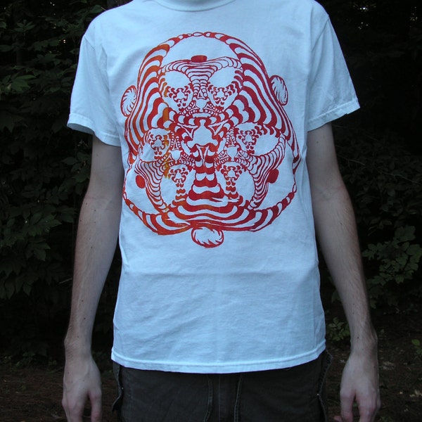 Radial Fractal T-Shirt: white, Size Medium 100% cotton