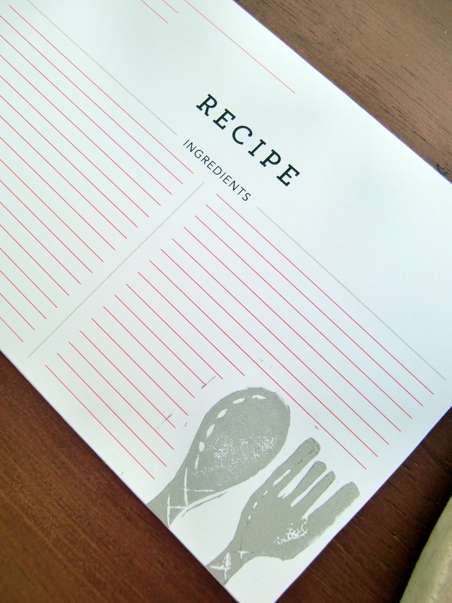 Customizable Printablespoon and Fork Recipe Cardinstant Etsy