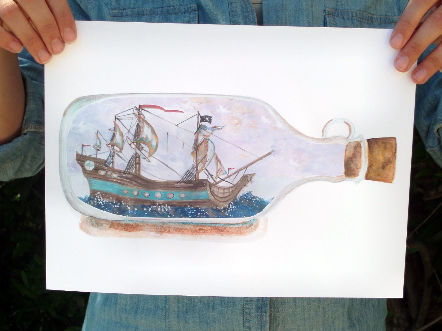 Pirate Ship in a Bottle-11x14 Digital Download | Etsy