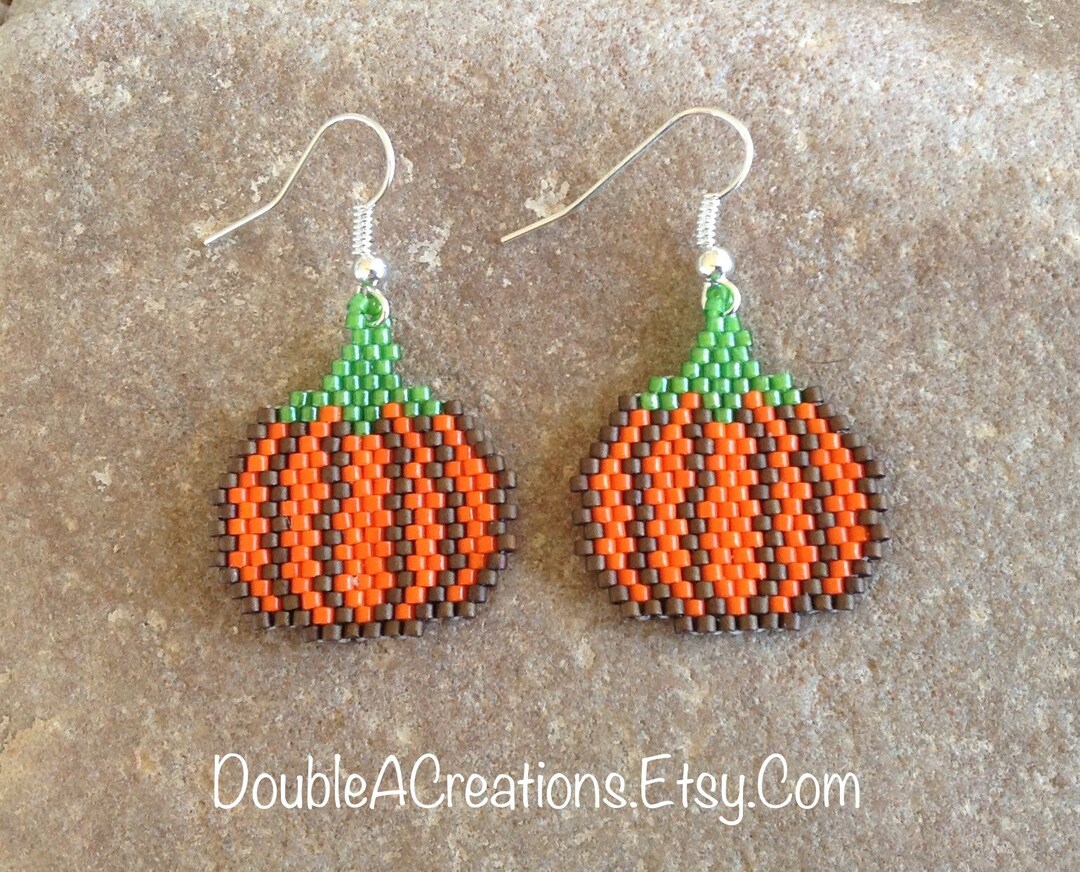 Pumpkin Beaded Earrings - Etsy
