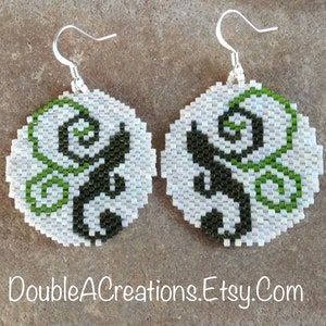 Round Green Scroll Southwest Peyote Beaded Earrings image 9