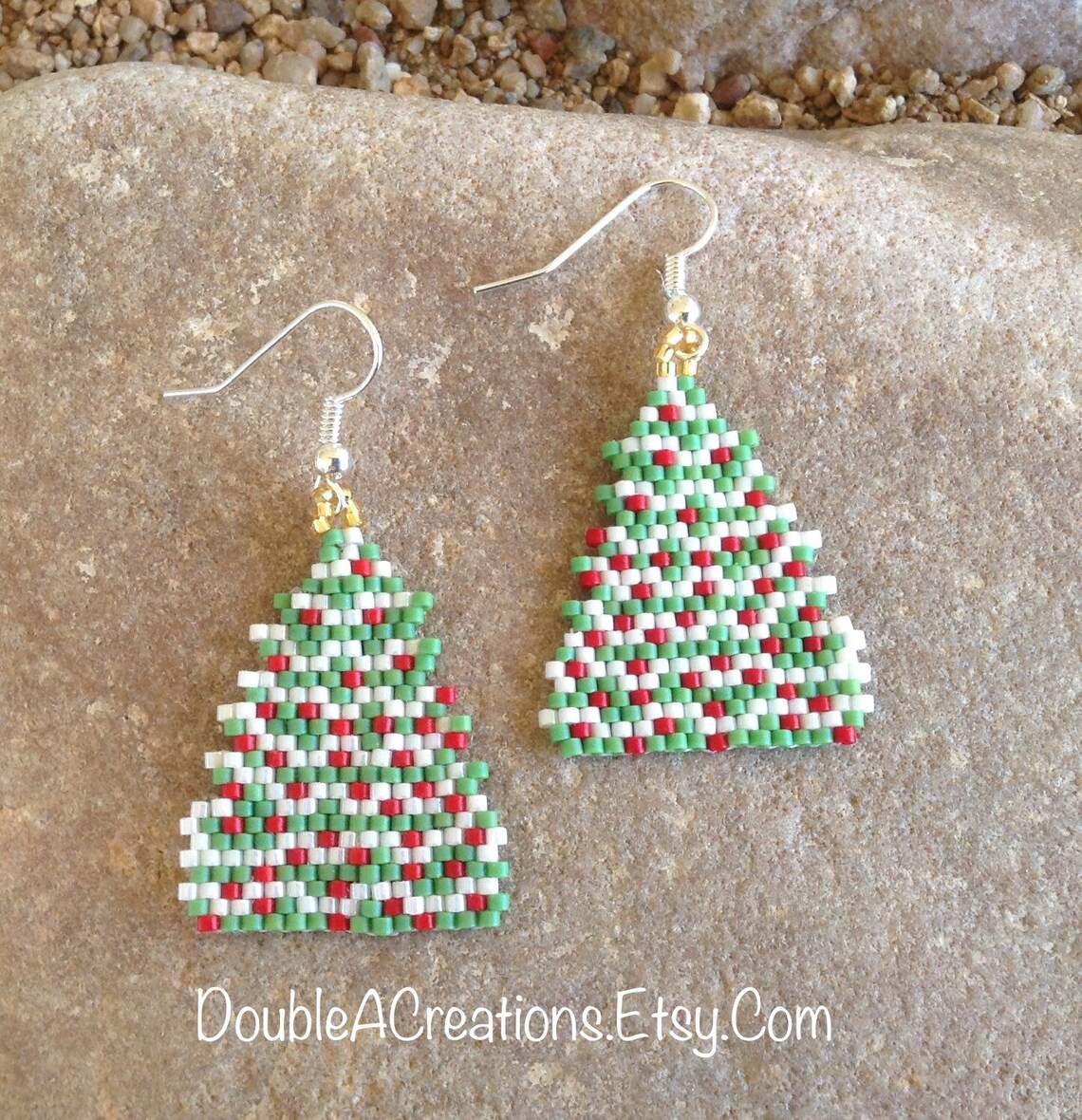 Christmas Tree Beaded Earrings Etsy