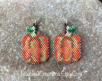 Beaded Pumpkin Earrings