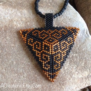 Black and Brown Scroll Peyote Triangle Choker