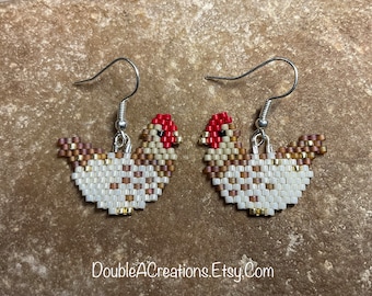 Chicken Beaded Earrings