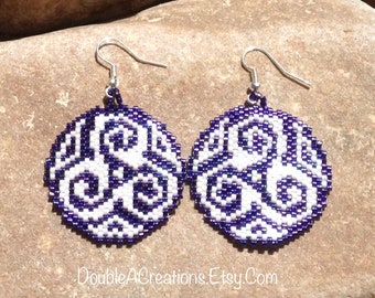 Round Purple Southwest Peyote Beaded Earrings