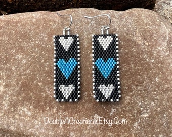 Three Hearts Beaded Earrings - Etsy